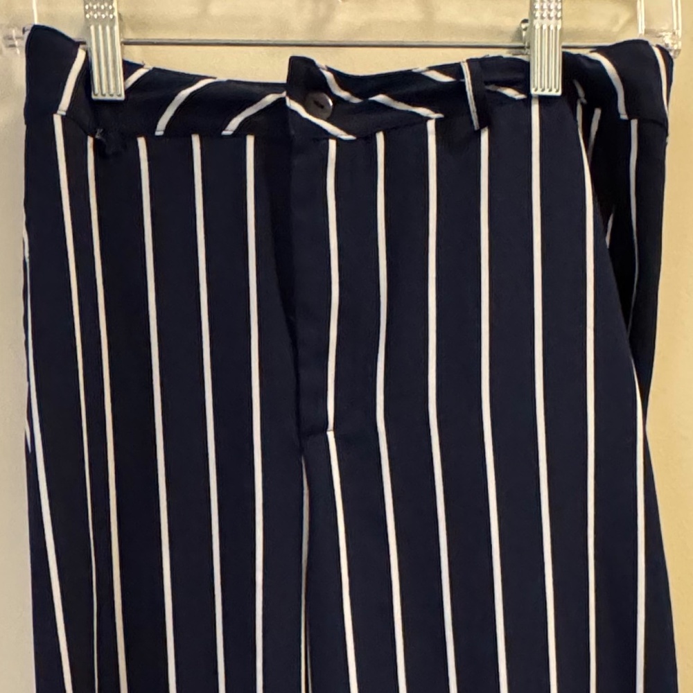 Business Casual Navy and White Striped Pants
